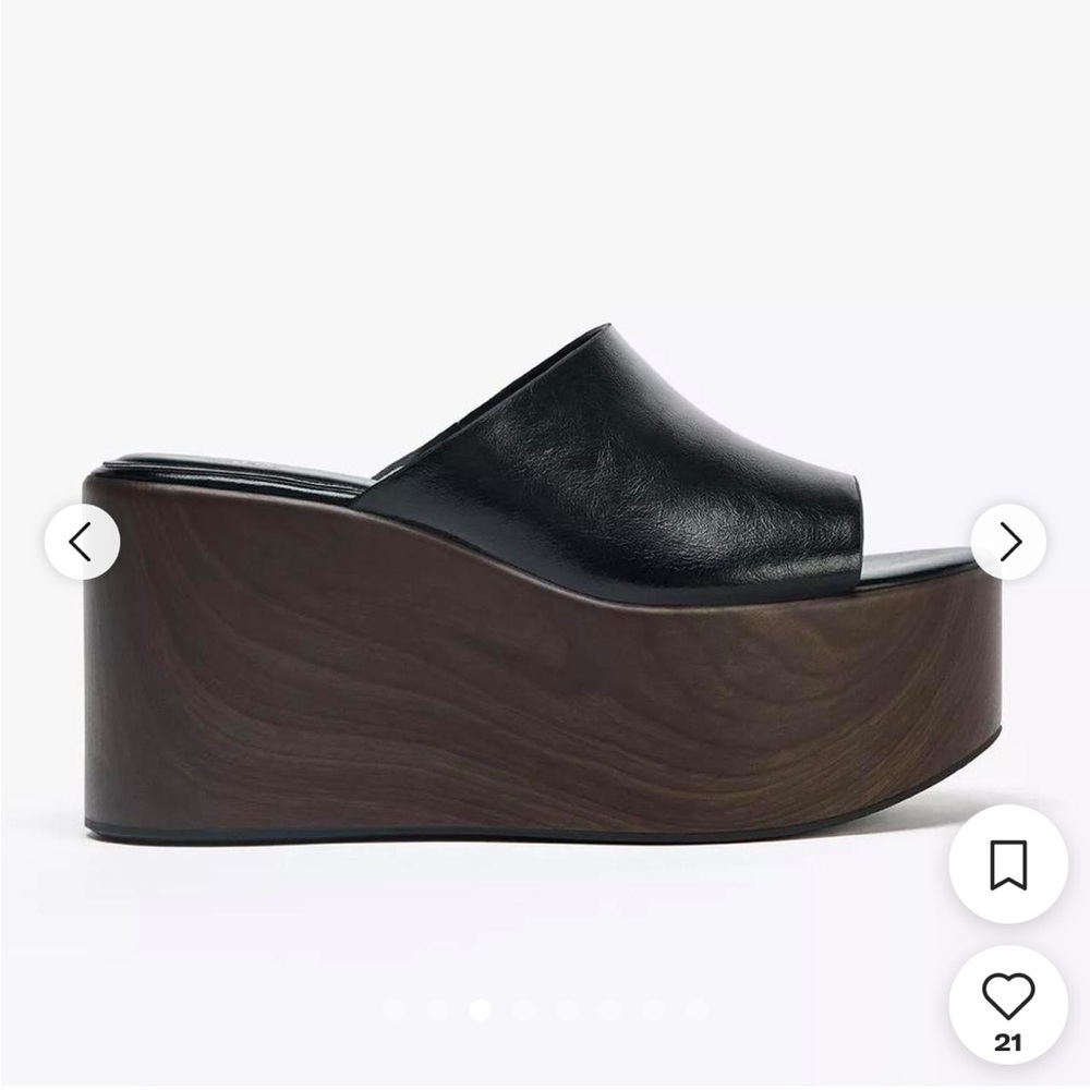 Zara Black and Brown Platform Mules - Picture 2 of 7